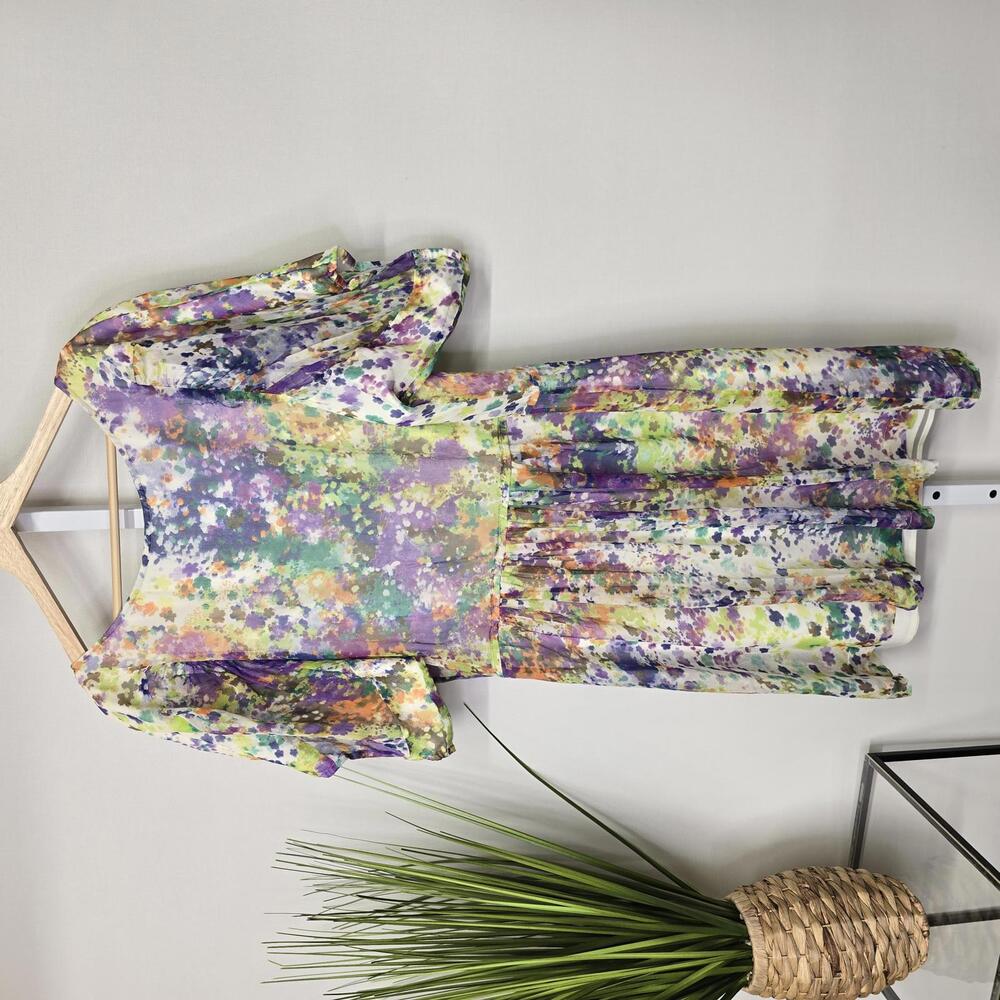 ECI New York Women 4‎ Silk Floral Watercolor Flutter Sleeve Mini Dress Multi